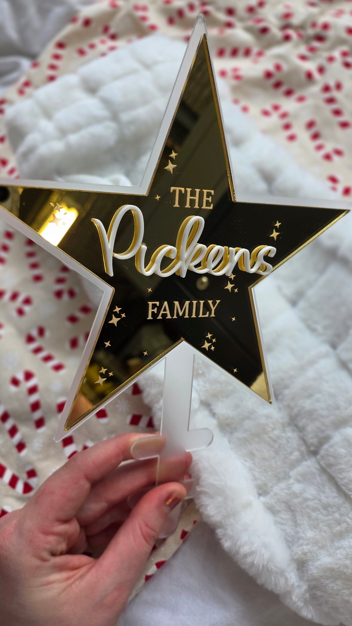 Luxe Star Tree Topper — 3D Raised Name