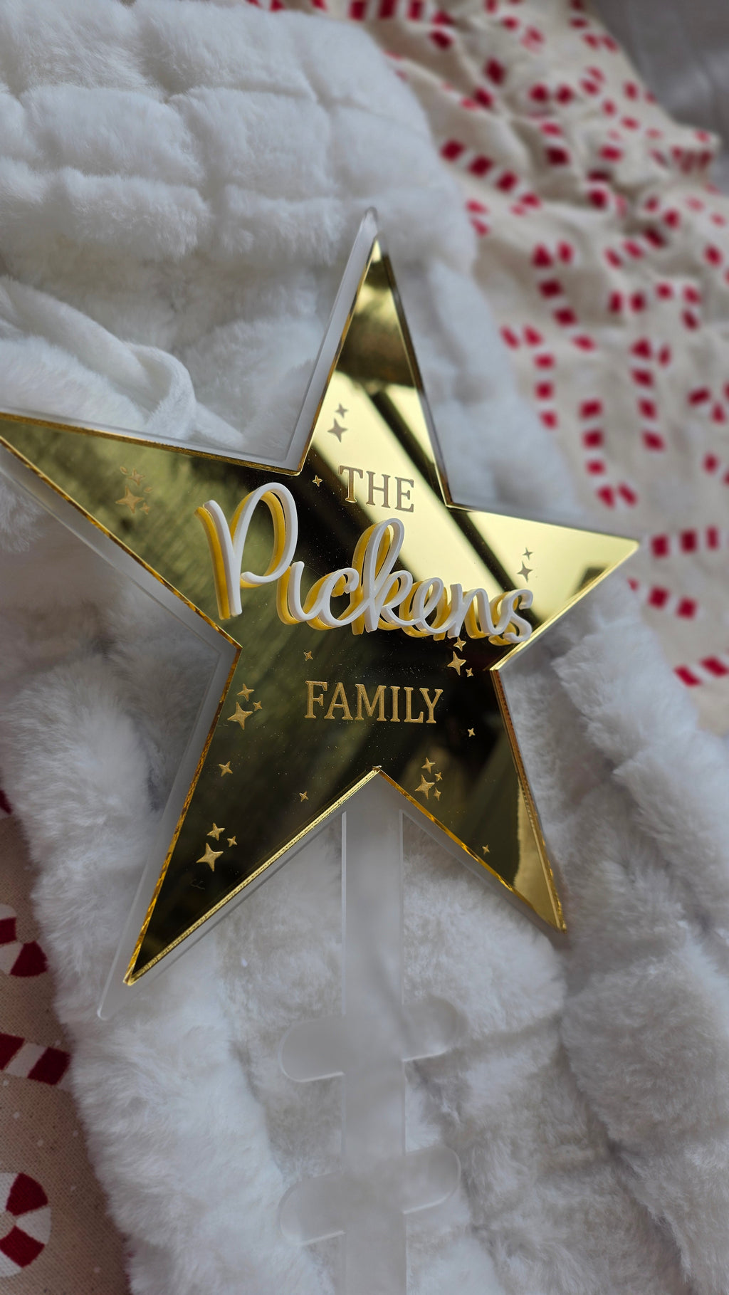 Luxe Star Tree Topper — 3D Raised Name