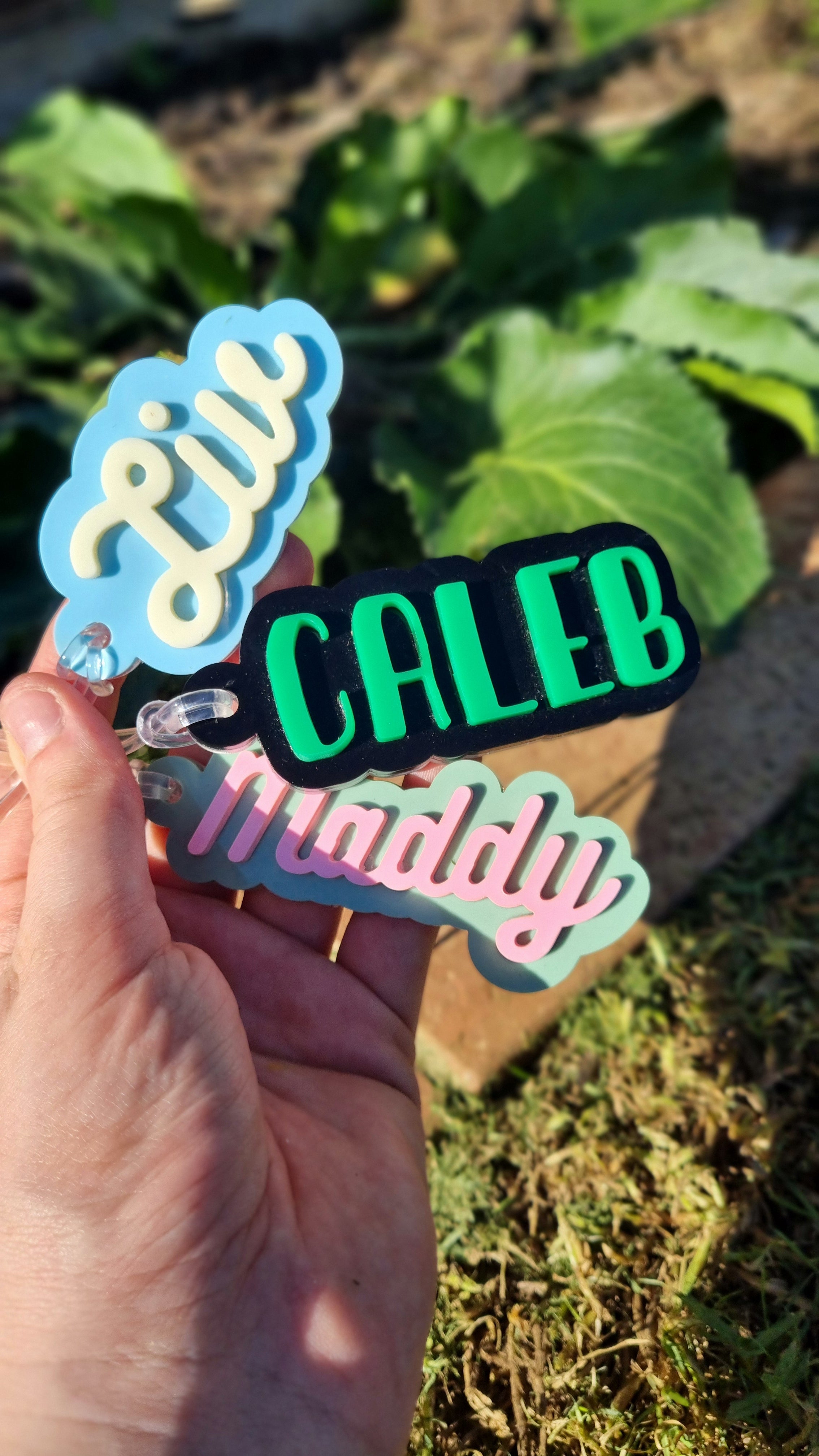 Double Layer Name Keychain