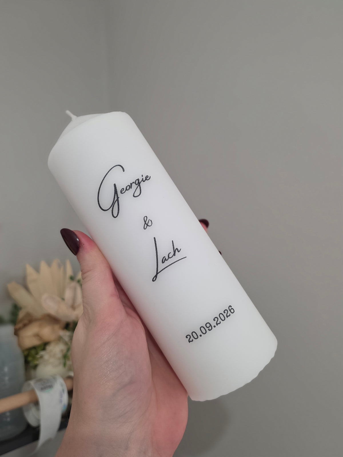 Personalised Pillar Candle | Design Fused into the Wax