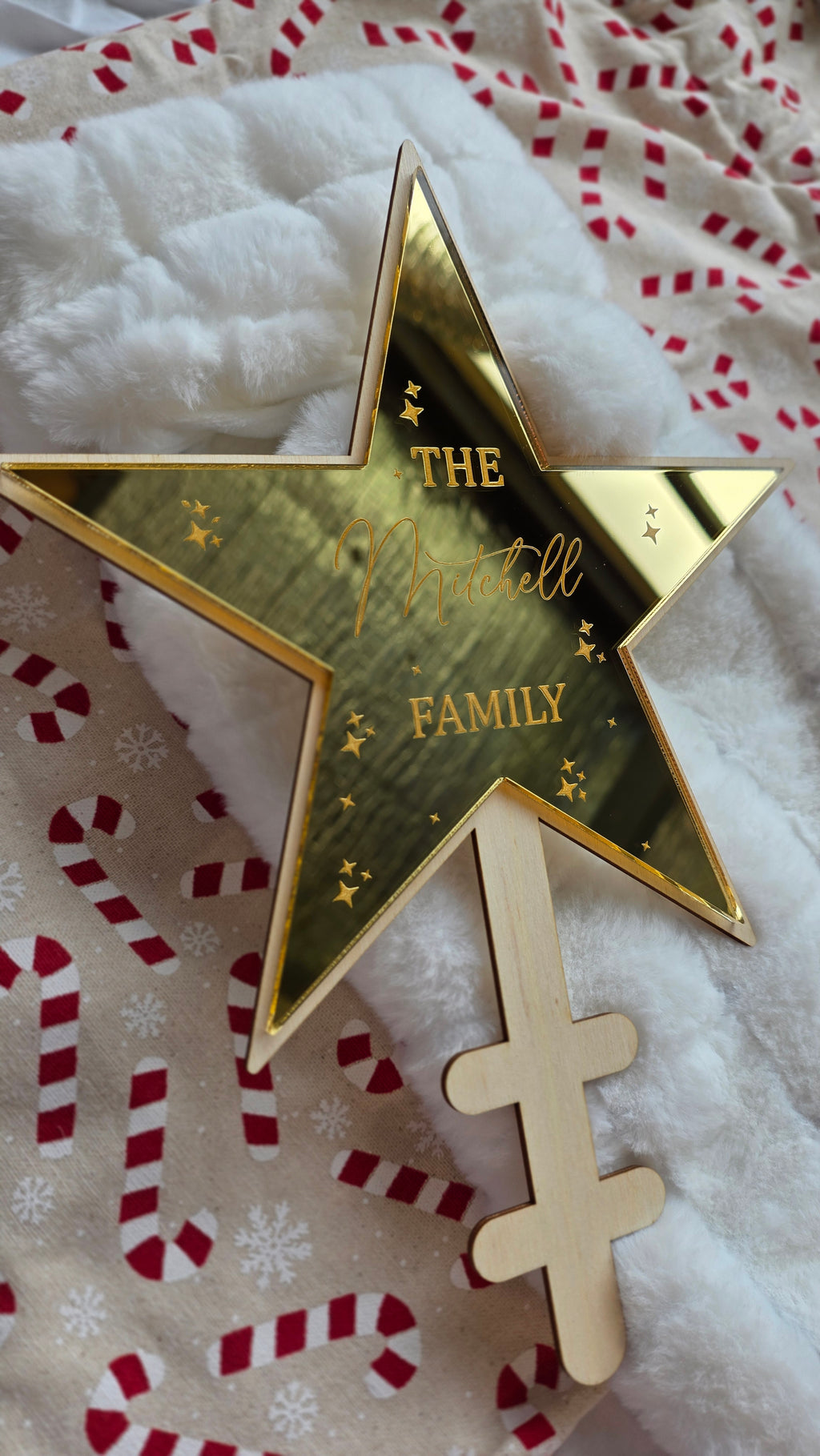 Personalised Star Tree Topper — Engraved Name