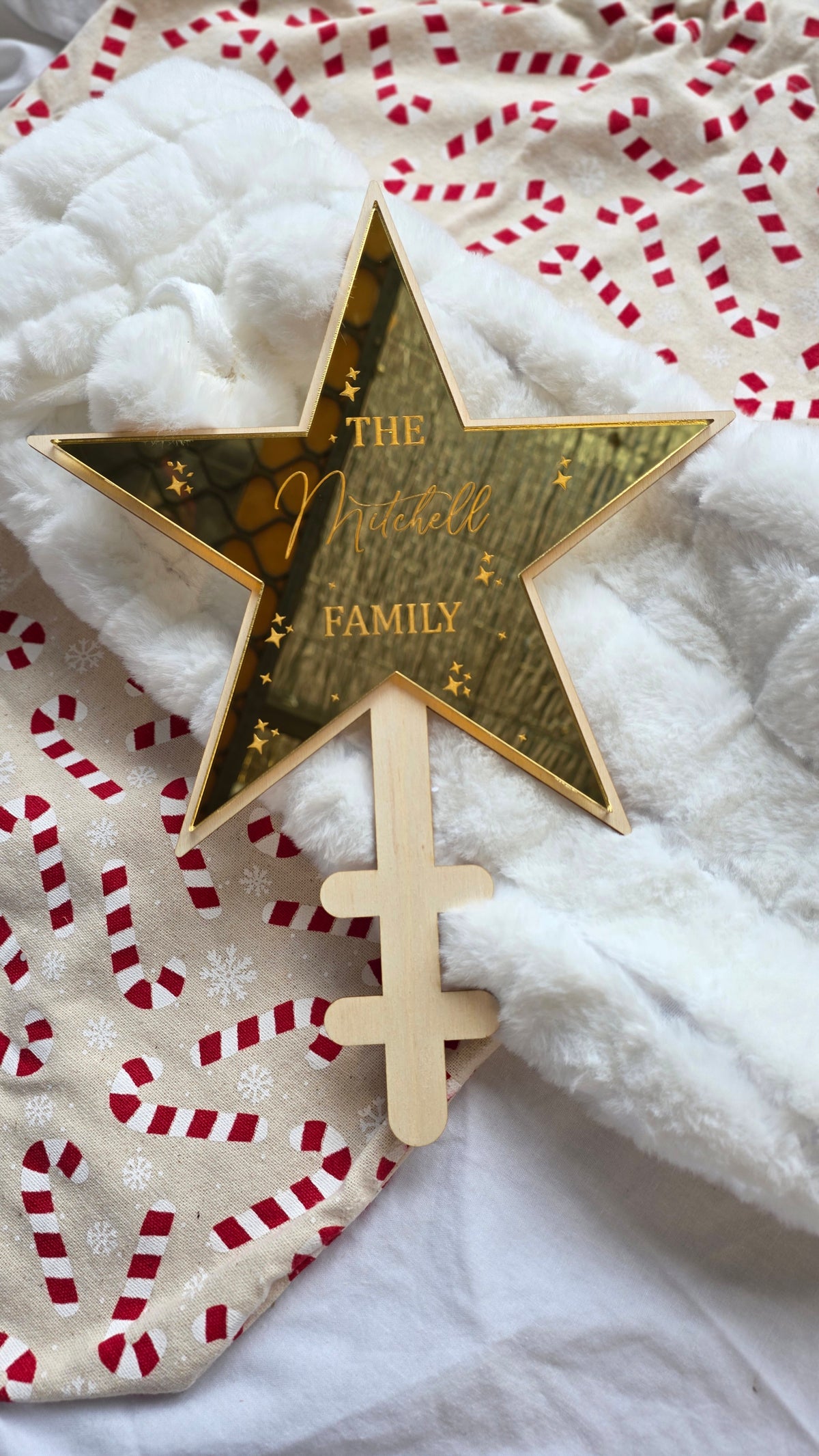 Personalised Star Tree Topper — Engraved Name