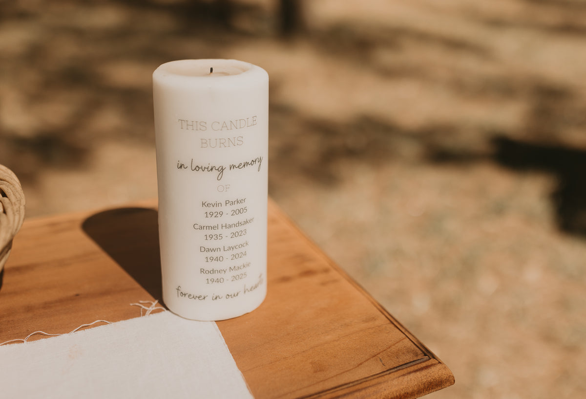 Personalised Pillar Candle | Design Fused into the Wax