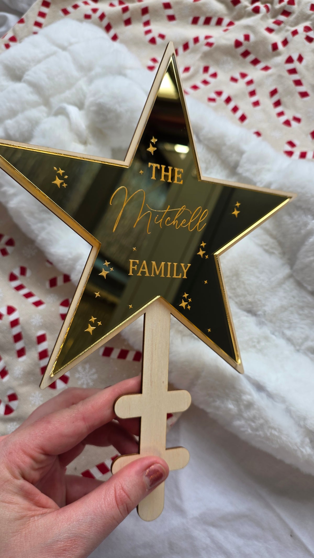 Personalised Star Tree Topper — Engraved Name